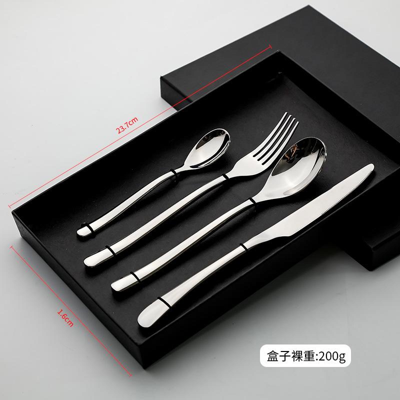 French Moonlight Thickened Stainless Steel Western Tableware Steak Knives, Forks, Spoons Set Supplies Dessert Spoons, Forks