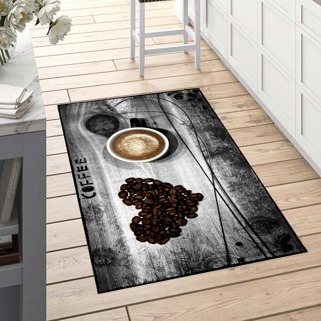 Kitchen Rug 50x80 Cm Polyester Coffee Grey