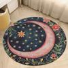 Bohemian Stern Mond Gedruckter Runder Teppich Pflanze Schmetterling Tarot Mondphase Blume Runder Teppich Hexerei Astrologie Runde Matte