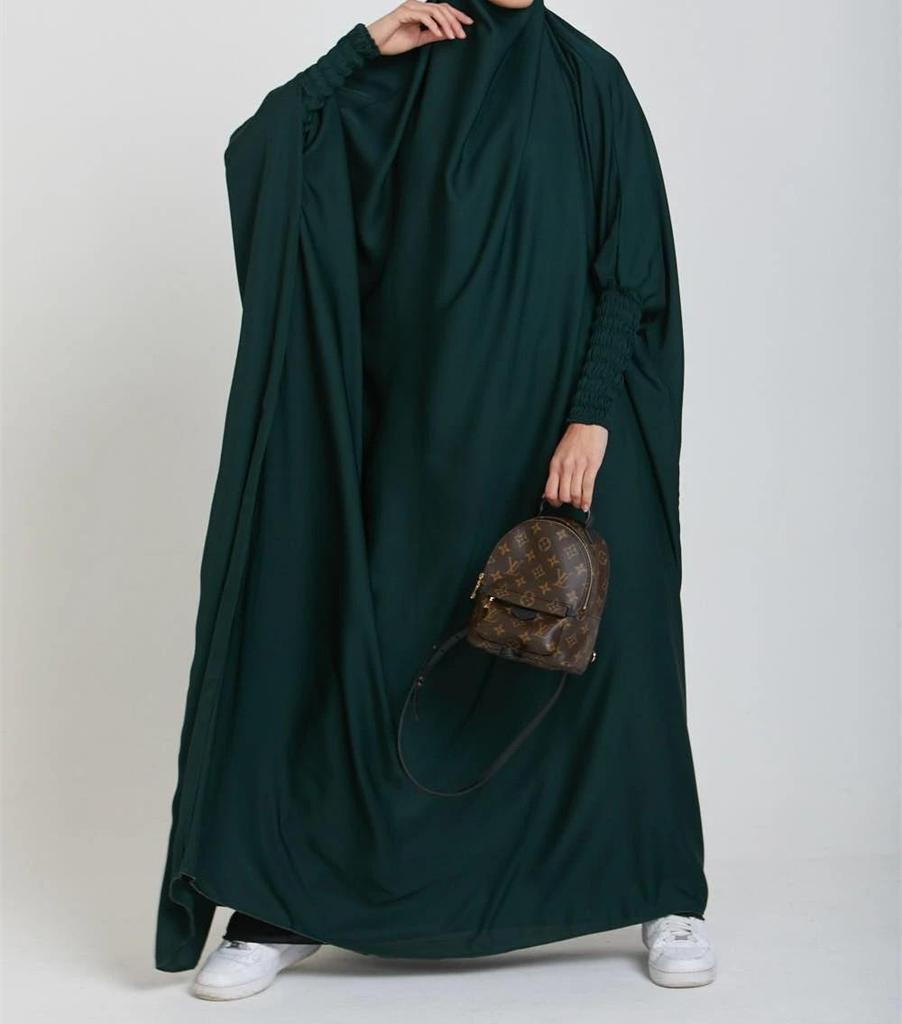 Women's Solid Color Abaya Dress - Middle Eastern & Southeast Asian Style