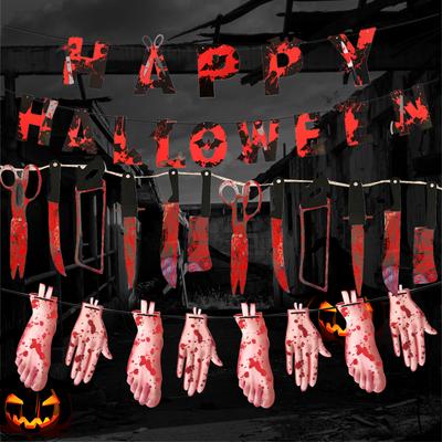 10FT Halloween Bloody Banner Gruseliges Hand- und Fuß-Hängebanner Halloween Bloody Garland Banner für