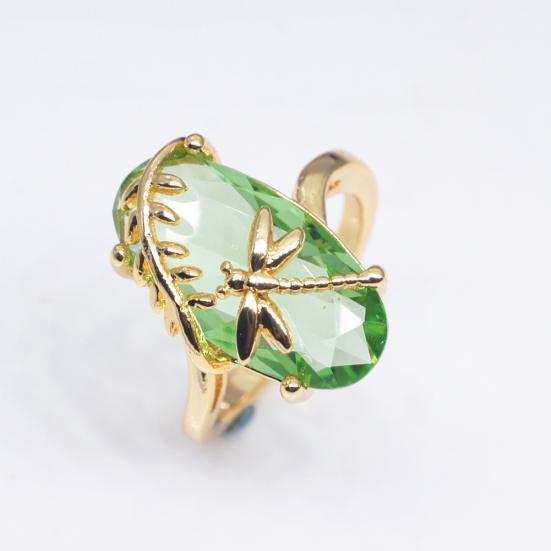 Chic Women Dragonfly Leaf Oval Faux Gem Twist Finger Ring Wedding Jewelry Gift