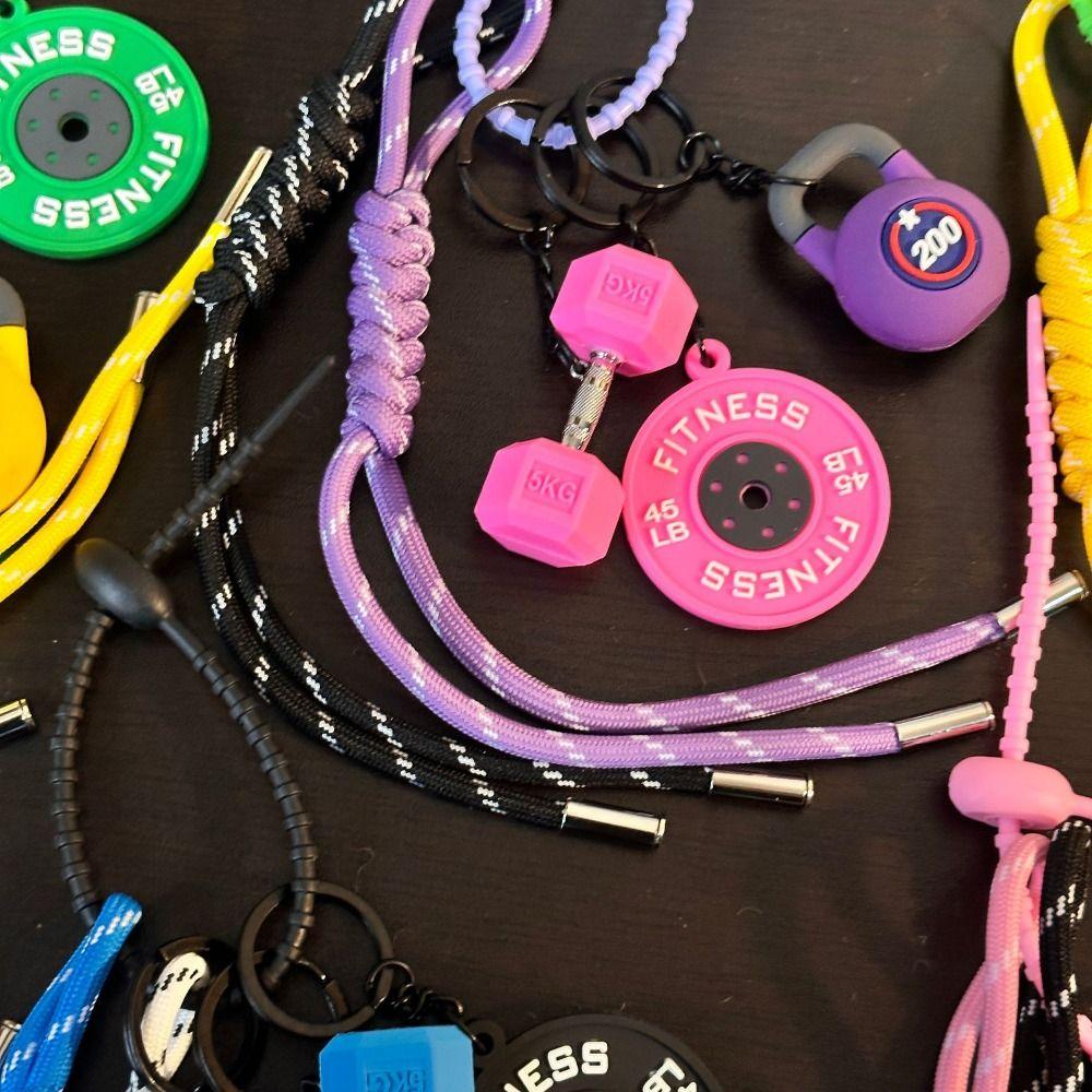 Colorful Fitness Series Pendant Adjustable Strap Simulation Dumbbells Keyring  Friends