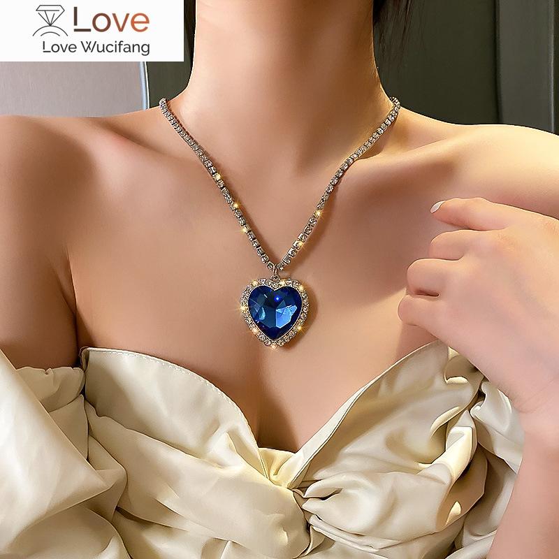

Ожерелье с подвеской в ​​виде большого хрустального сердца для женщин, полное ожерелье со стразами, Титаник, сердце океана, голубое сердце, ювелирные изделия Love Forever