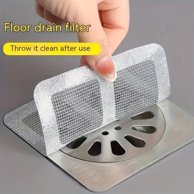 Bâtonnet attrape-cheveux jetable pour siphon de douche, couvercle filtre en maille plastique pour salles de bain, un bloqueur efficace pour cheveux et débris pour lavabos et siphons de sol