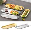 Rounded Edges Plate Stainless Steel BBQ Mirror Shine Food Grade Dishwasher Safe Barbecue Multifunctional Snack Dessert Vegetable Meal Serving