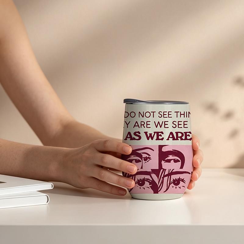 Eggshell Cup 355ml Splice Eye Inspire Text Element Printed Water Cup U Shape Eggshell Cup Egg Shaped Insulated Cup Mini Pocket Cup Eggshell Cup 355ml