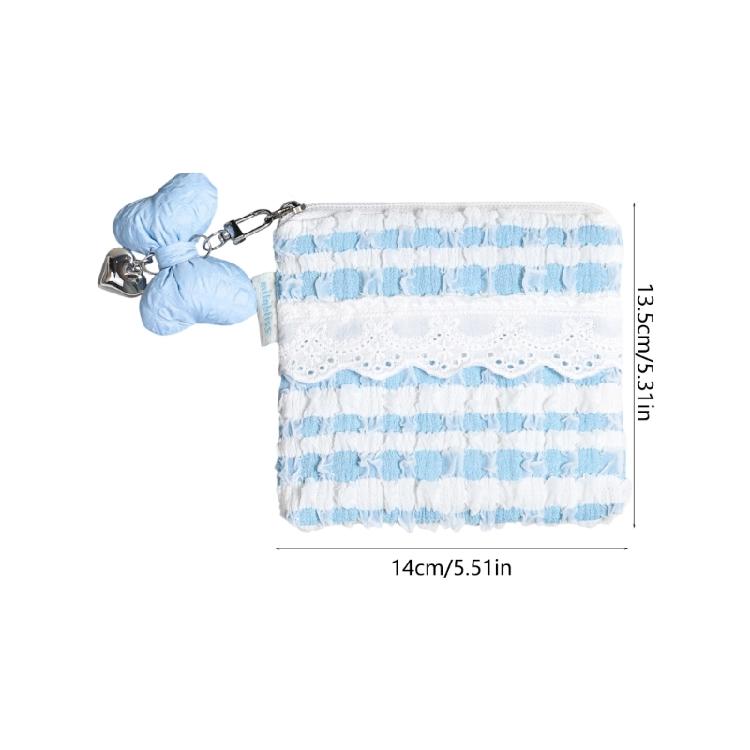 Korean Aesthetic Beauty Cosmetic Bag Breathable Cloud Pattern Lace Detailing Soft Portable Makeup Accessory