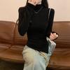 3 Grams of Imitation Cashmere, Thin Slim-fitting Irregular Solid-color Shirt In Autumn and Winter, Semi-turtleneck Warm Interior, Versatile