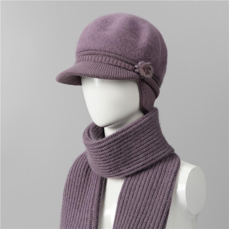 Wool Hat Women's Autumn and Winter Fleece Warm Hat, Ear Protection, Cold Protection, Thickened Knitted Hat
