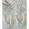 Urocze Damskie Buty Mary Jane na Średnim Obcasie Kokardka Koronka Urocze Buty Lolita Okrągły Nosek Grubszy Obcas Słodkie Szpilki Zapatos De Mujer