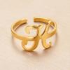 26 Initial Letters Rings For Women Men Stainless Steel Gold Color A-Z Alphabet English Name Open Finger Rings Birthday Jewelry