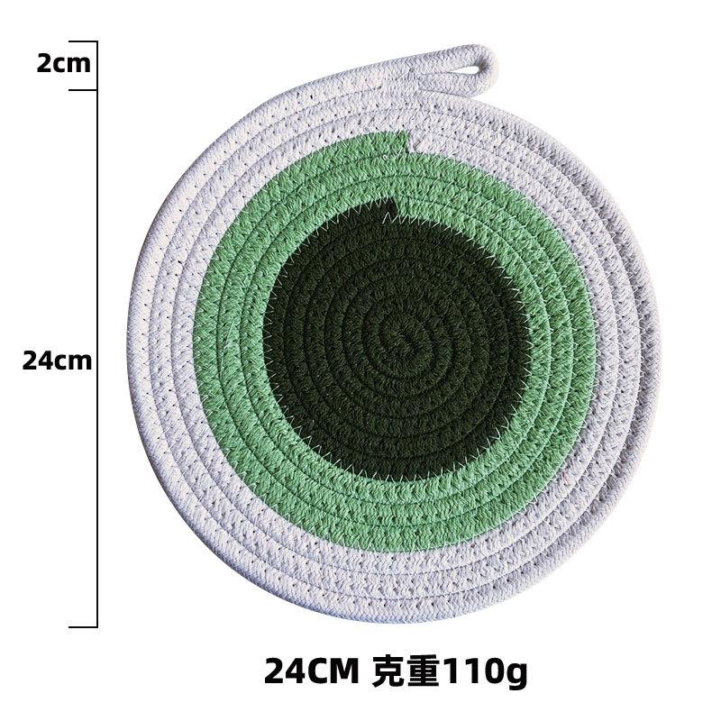 Contrasting cotton rope placemat pastoral thickened thermal insulation pad cotton and linen woven table mat household heat-resistant and anti-scalding