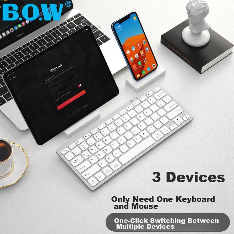 Ultra-Thin Portable Silent Dual-Mode Keyboard, Wireless Bluetooth External Office Keyboard, White