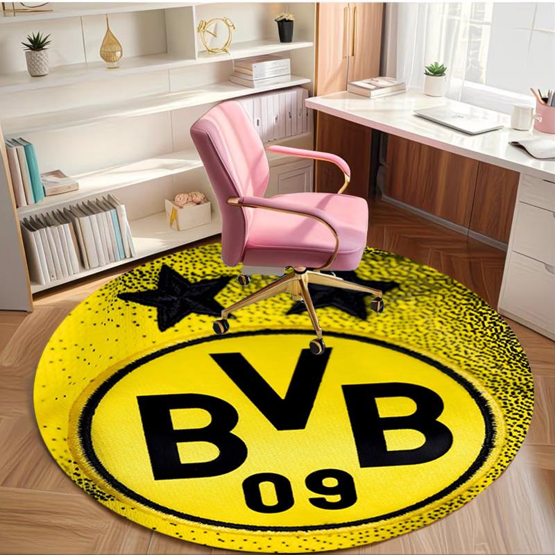 Borussia Dortmund Print Round Rug, Washable Floor Carpet, For Entryway Dorm Laundry Room Office Study, Home Decor Birthday Christmas Gift