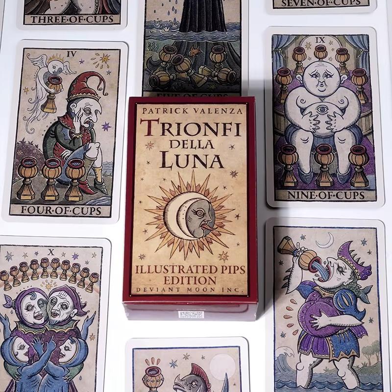 Trionfi della Luna Tarot Pachet de 78 de Cărți cu Ghid PDF Joc de Cărți de Ghicire Versiune de Călătorie Inversat Chakra Planetă Zodie