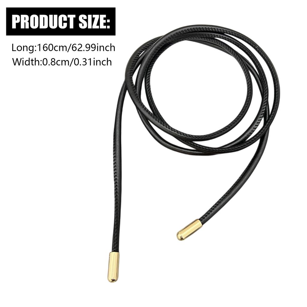 Women's PU Leather Thin Belt Vintage Style Waist Chain Decorative Slim Waist Strap Belt for Dress and Coat Decor