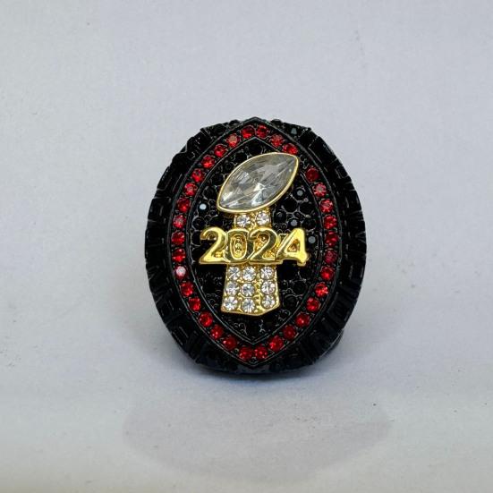 2024 Fantasy Football Championship Ring Championship Trophy Ring Award Medal with Wooden Box for Football League Champion