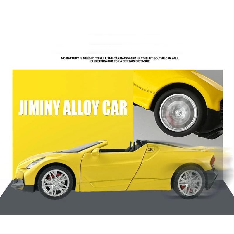 1/32 Bugatti Mistral W16 Alloy Sports Car Model Diecast Metal Toy Racing Car Model Simulation Sound and Light Childrens Toy Gift