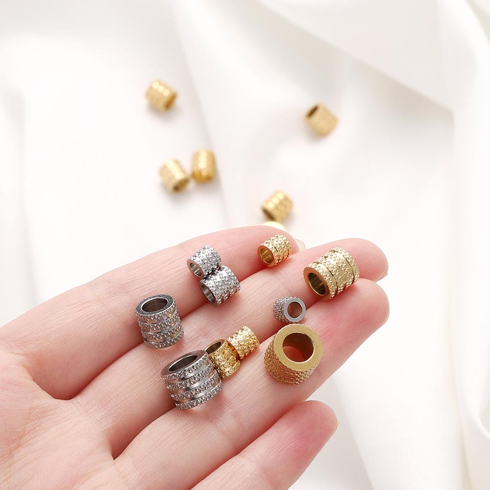 10Pcs Stainless Steel Loose Beads Big Hole Spacer Bead Charm Pendants for DIY Bracelet Necklace Jewelry Making Accessories