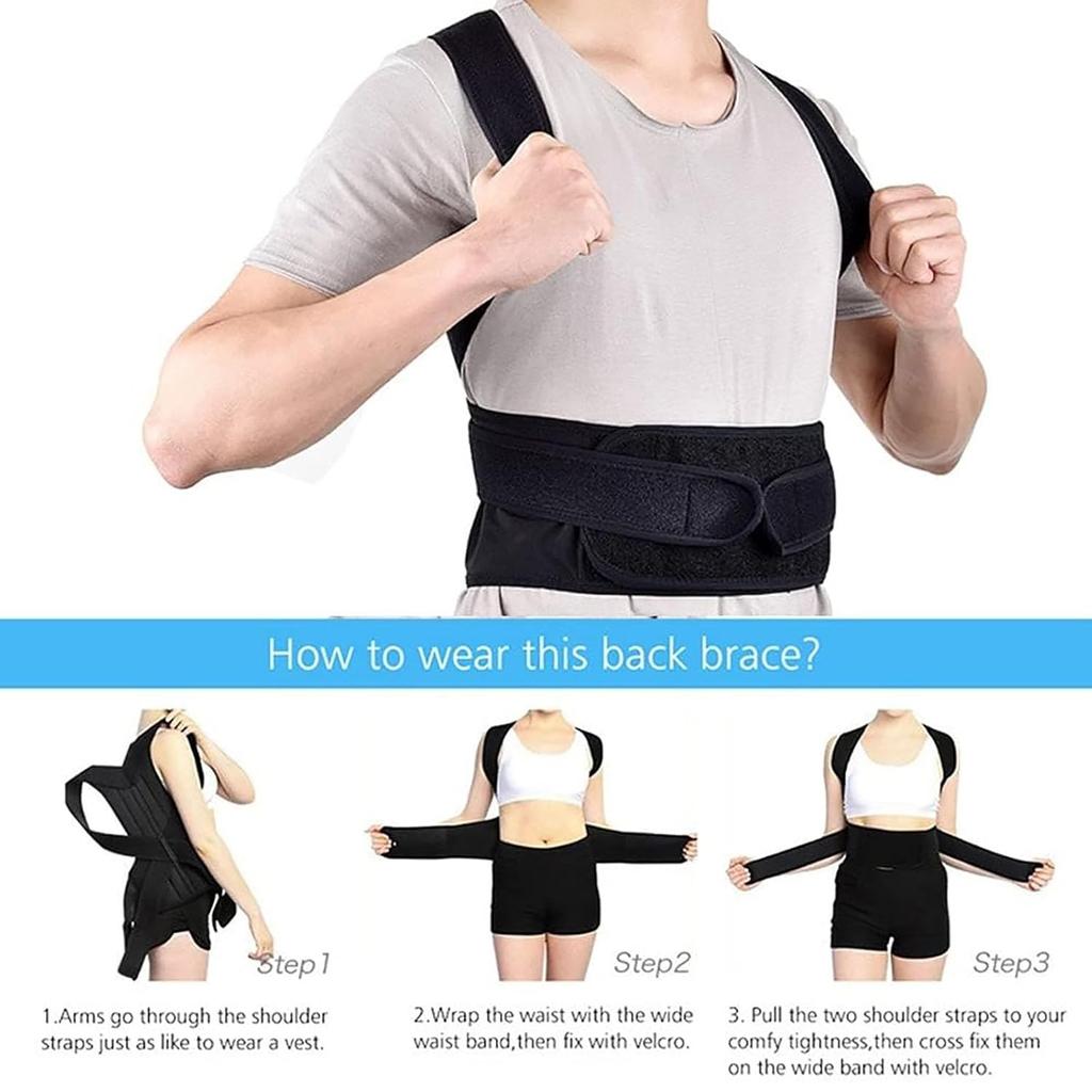 XS-4XL Plus Size Posture Corrector For Women And Men, Adjustable Back Support Lumbar Brace, Relief And Improve Posture For Neck, HunchBack And