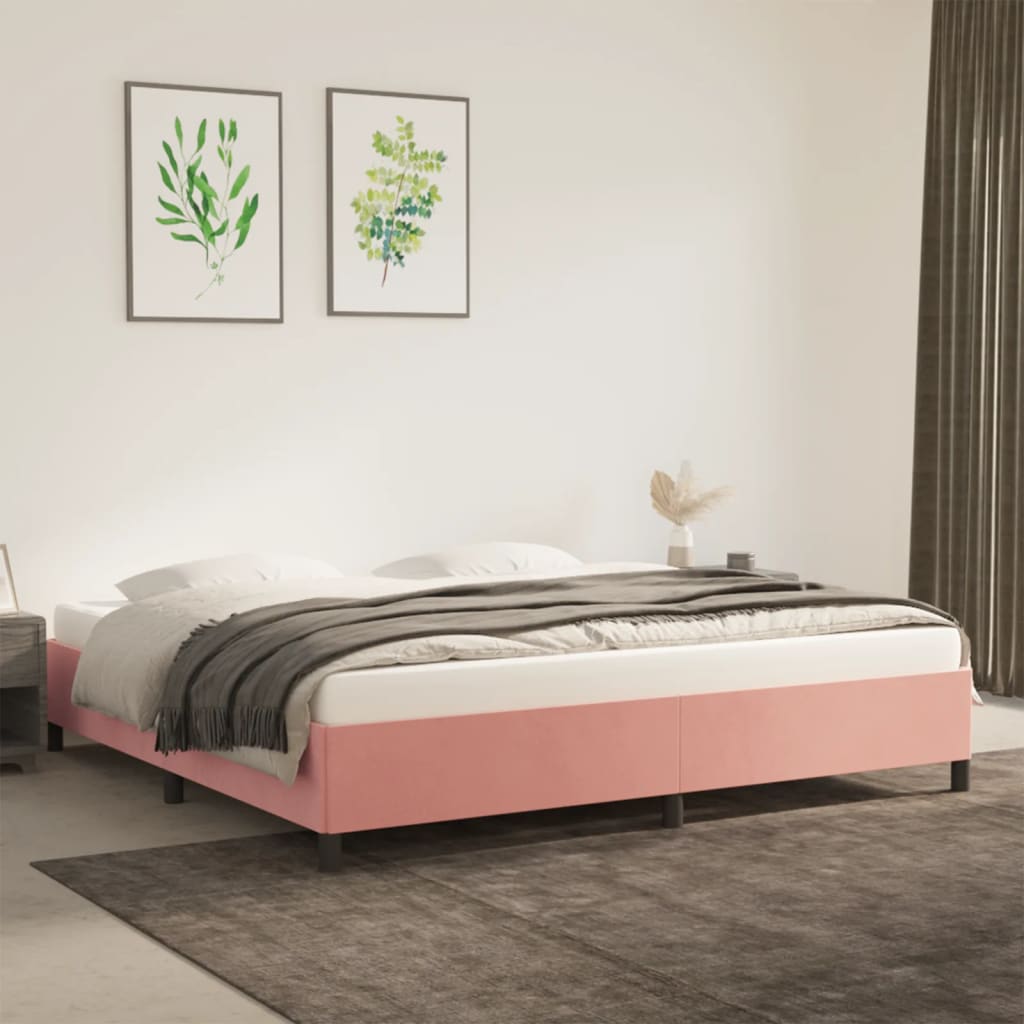 Vidaxl Bed Frame, Pink, 200X200 Cm, Upholstered In Velvet