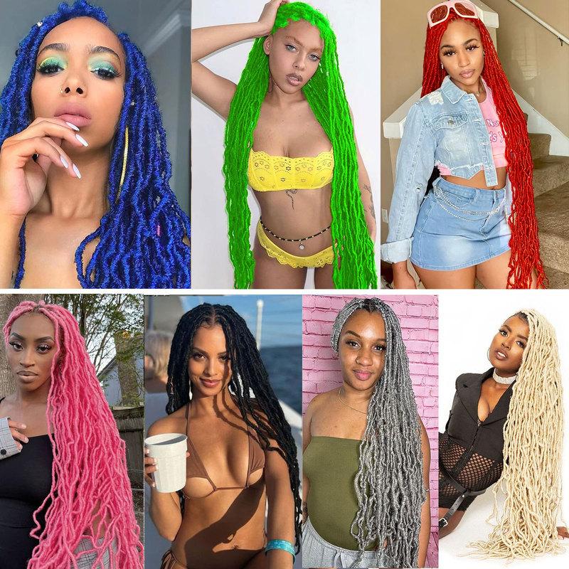36Inch Pink Soft New Faux Locs Crochet Hair Braids For Women Synthetic Blonde Goddess Nu Locs Braiding Hair Extensions PreLooped