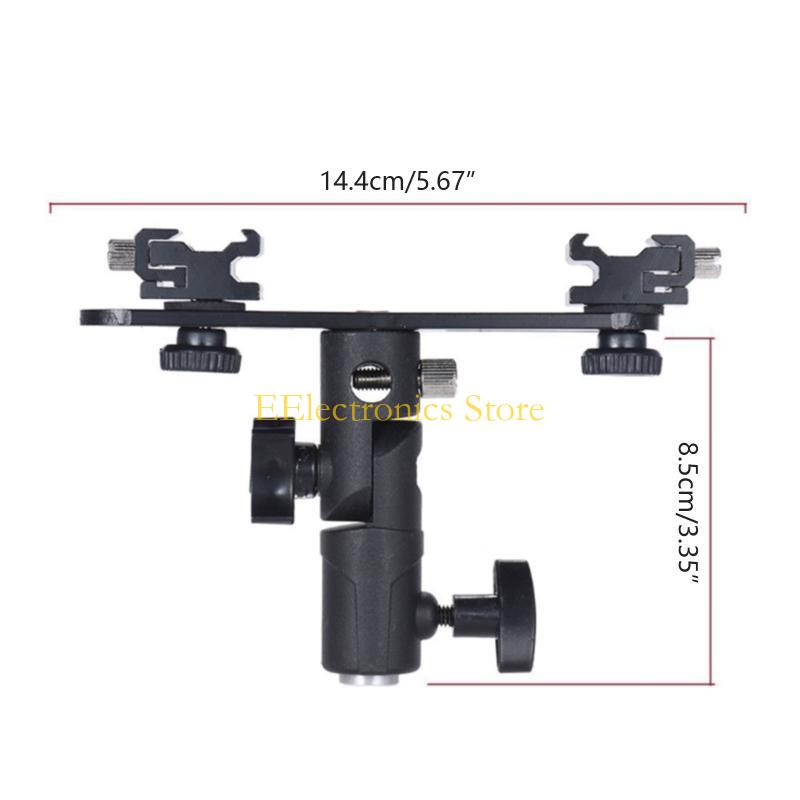 B03C DSLR Dual Flash Bracket 2-Hot Shoe Mount Speedlight Stand Umbrella Flash Holder