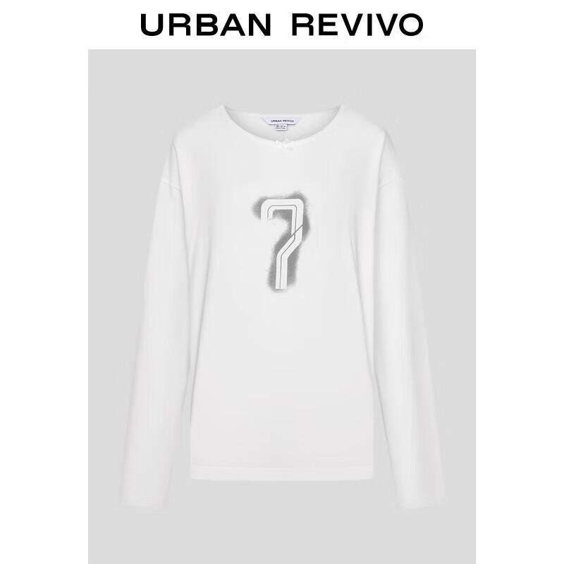 UR 2025 Autumn Women s Printed Bow Cotton Long-Sleeve T-Shirt S