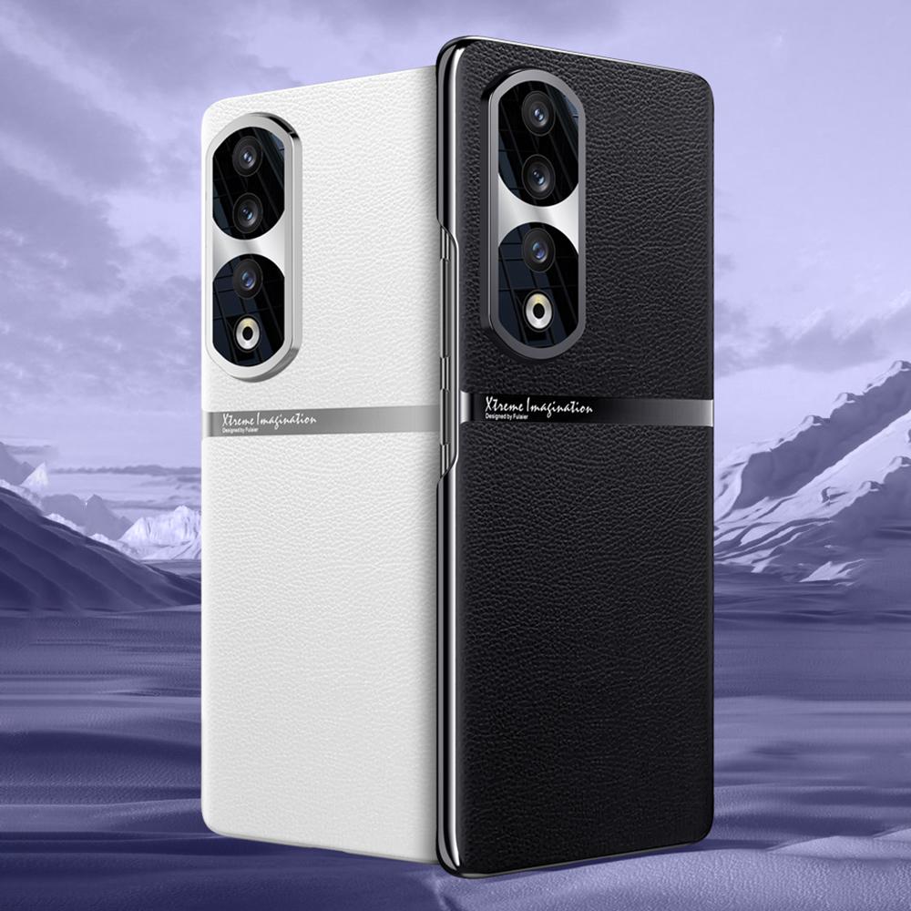 For Honor 90 Pro PU Leather+PC Phone Case Anti-Slip Shockproof Protective Cover