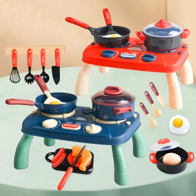 1 Set Mini Kitchen Cooking Playset Adjustable Knob Stove with Sound Light Cookware Utensils Accessories Toddlers Children Chef Pretend Play