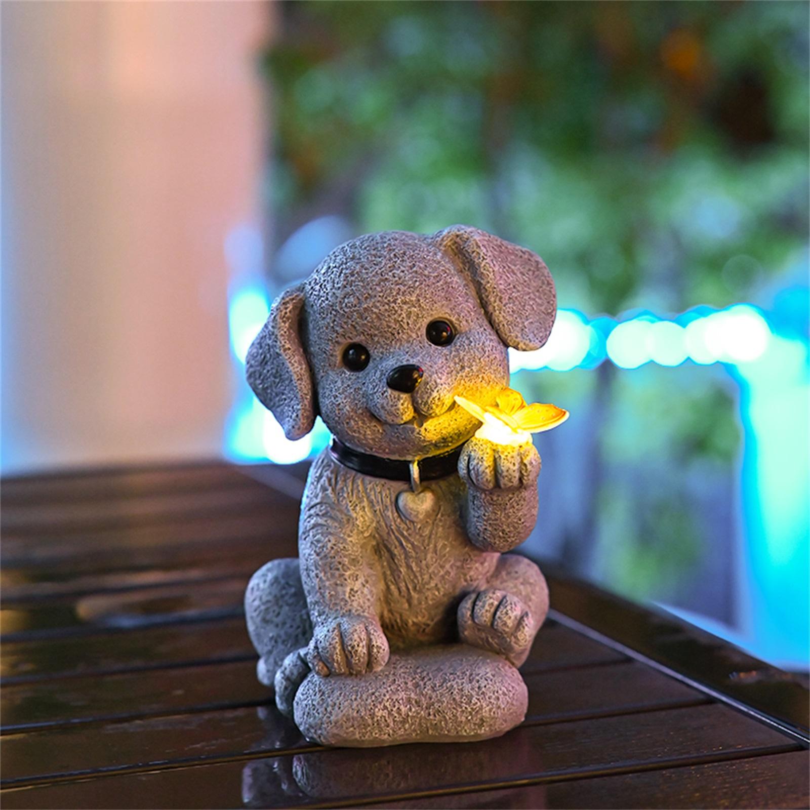 

Садовые фигурки животных на солнечной батарее, креативные украшения для двора, балкона, сада, щенок, смола, декоративная садовая статуэтка One Size