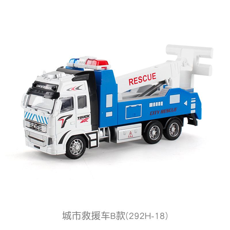 Kids Toy Large Simulation Pull Back Alloy Cement Excavator Construction Truck Fire Engine Model