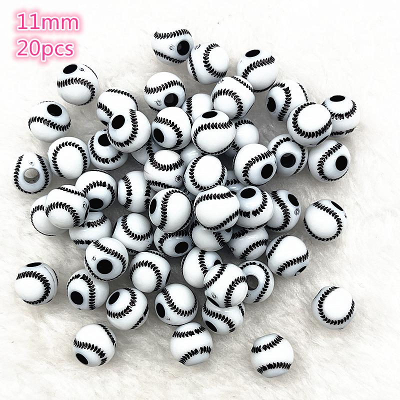 10-20Pcs Sport Rugby Tennis Basketball Football Volleyball Beads Spacer Acrylic Beads For Jewelry Making DIY Bracelet Necklace
