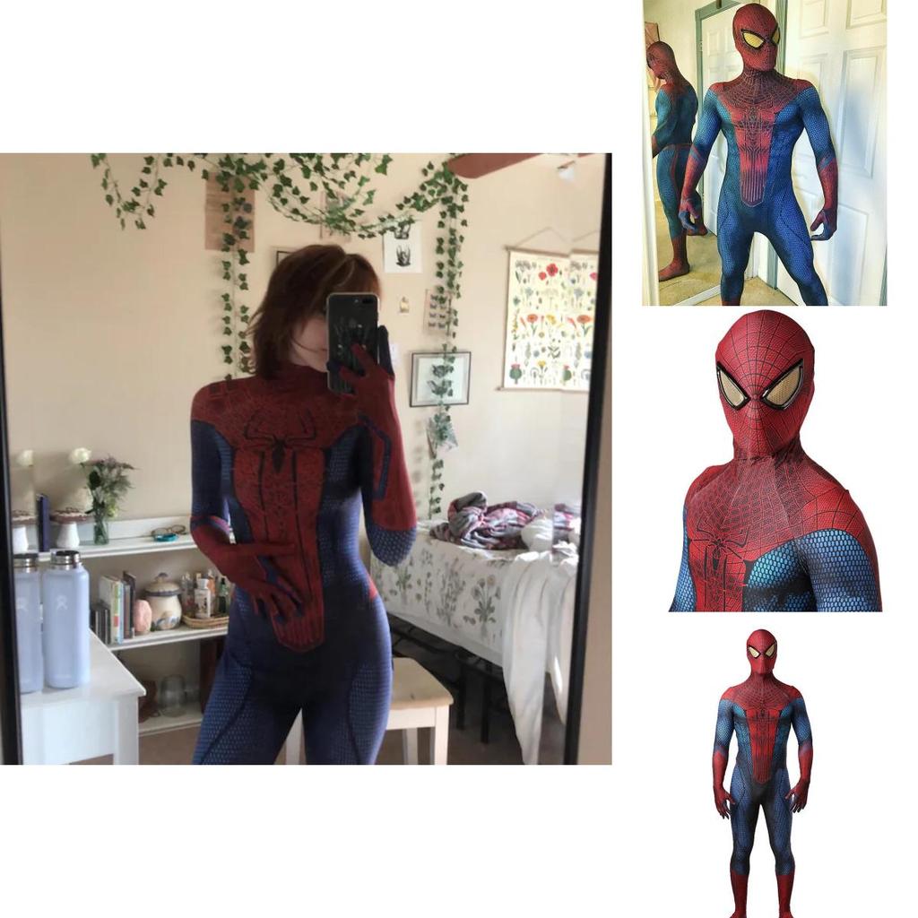 The Amazing Spider-man Suit Blue&red Spandex Bodysuit For Kids And Adults