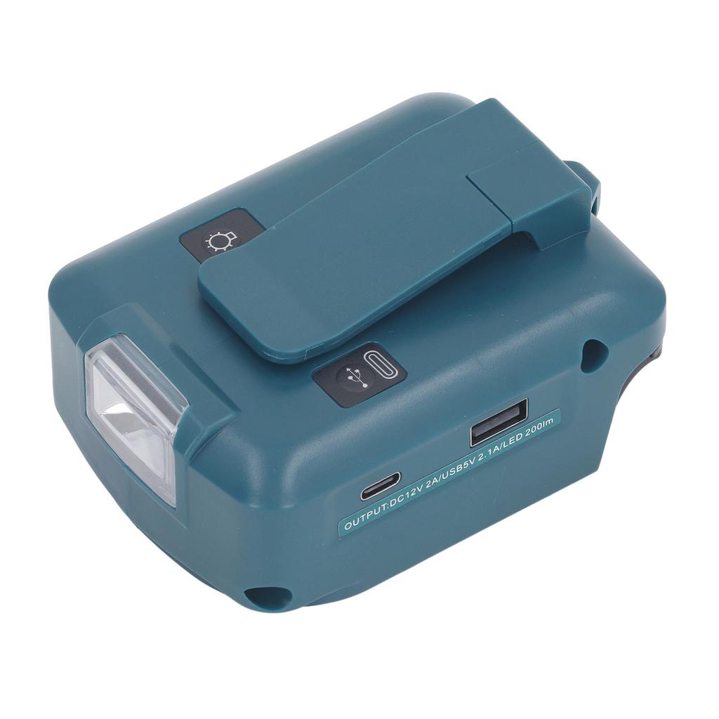 Lithium Battery To DC12V2A QC3.0 5V2.1A USB PD18W TYPE C Output Adapter with LED Light Belt Clip