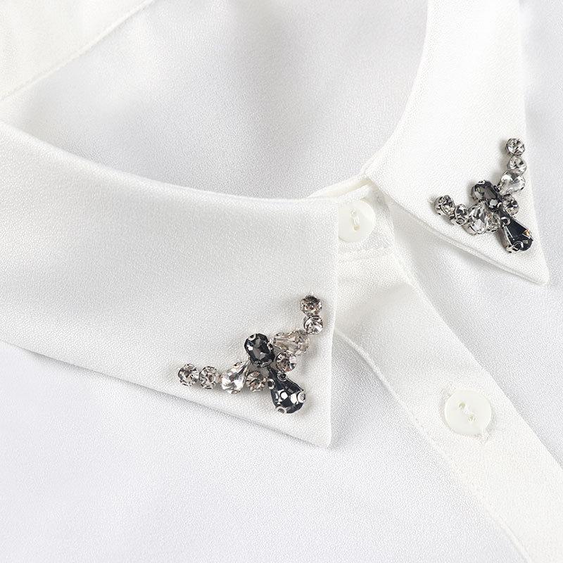 Fake Collar Decoration Versatile Shirt Collar Sweater Accessories White Chiffon Beaded Fake Collar Women'S Shirt Collar