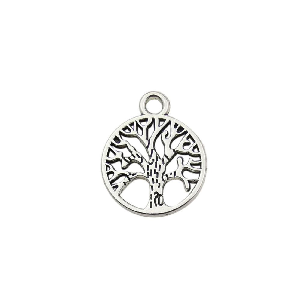 Ancient Silver Plant Small Pendant Hollow Tree Of Life Alloy Accessories Handmade Beaded DIY Material Jewelry