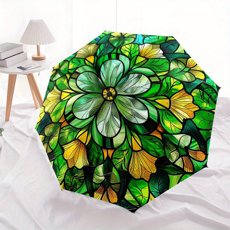Stained Glass Window Panel - Floral Design for Home Decor (Circular) Umbrella, Christmas Gift Y103