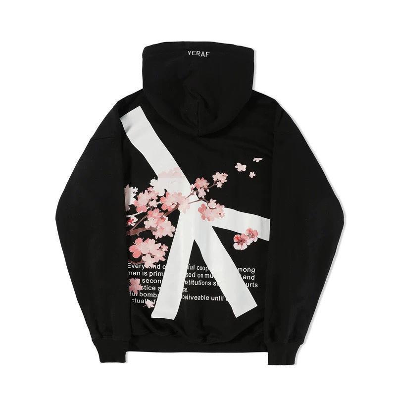 Men's Oversized Cherry Blossom Hoodie - Autumn Fashion, Heavyweight American Style, Casual High Street Outerwear