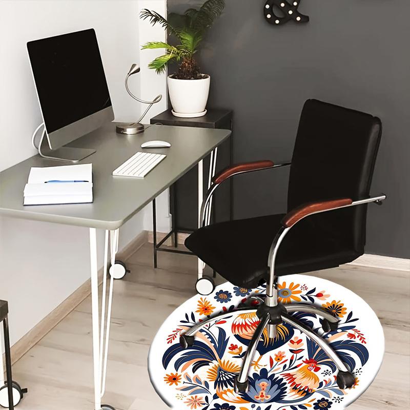 

1pc Office Carpet Chair Mats Rooster Floral Ornament Perfect for Decorating Office Chairs, Living Rooms, Or Bedrooms.YDT231 80cm by 80cm