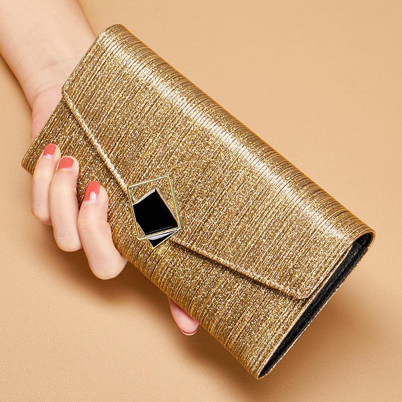 Portefeuille Long en Cuir Véritable pour Femme 2025 - Haut de Gamme, Design Exquis, Simple et Luxueux Fermeture Éclair Cuir de Vache