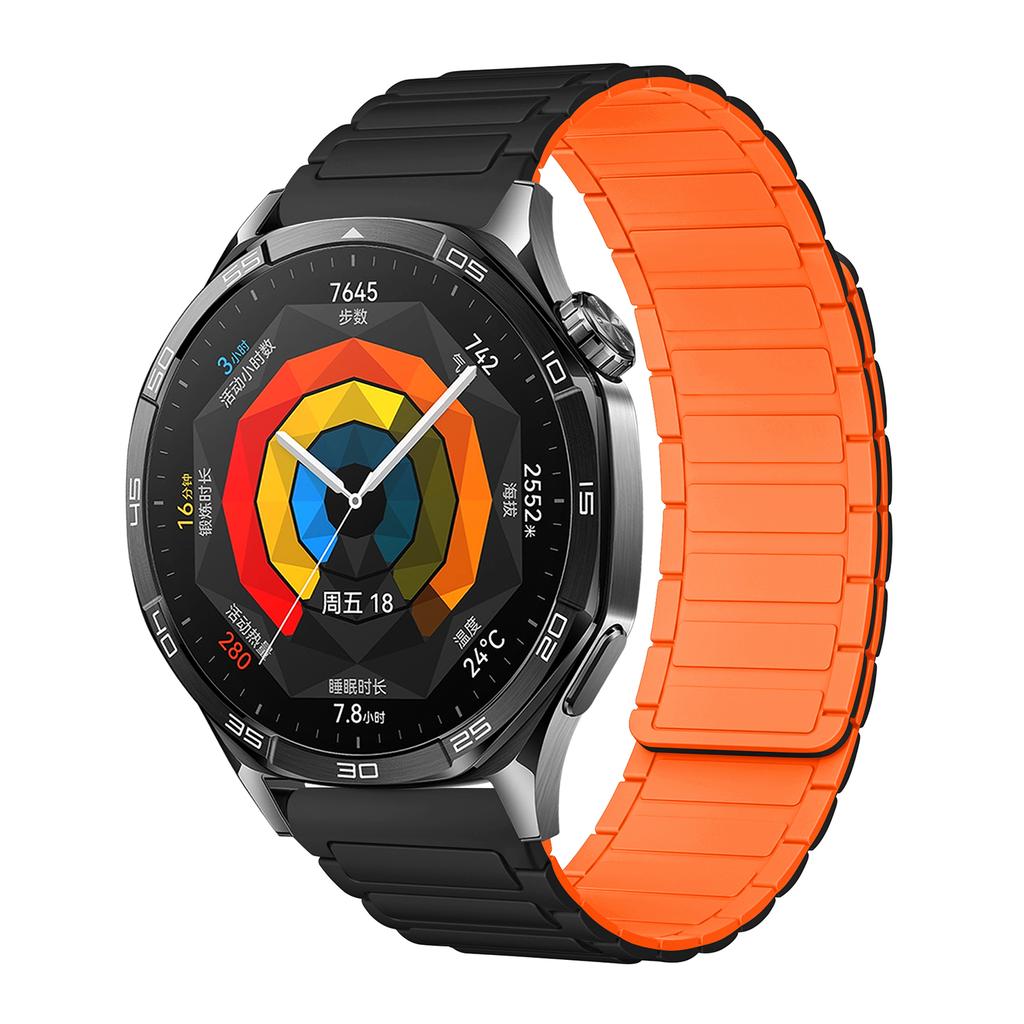 22mm Uhrenarmband für Huawei Watch GT 5 Pro/GT 5/GT 4/GT 3/GT 2 46mm 3-reihiges magnetisches Silikonarmband