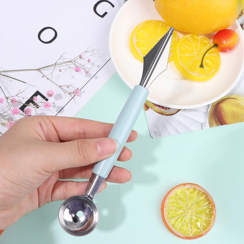 2 In1 Stainless Steel Carving Knife Fruit Ice Cream Baller Scoop Stacks Spoon
