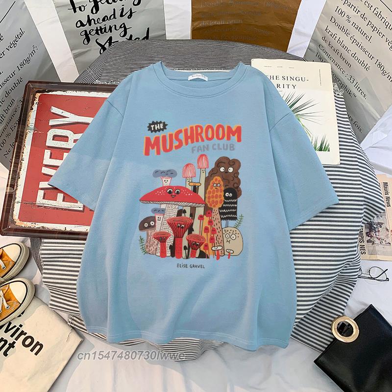 Material Retro Apricot Mushroom Cute T Shirts Oneck Casual 100 Cotton Plus Size Unisex Unisex Tshirts 2022 Streetwear Clothes