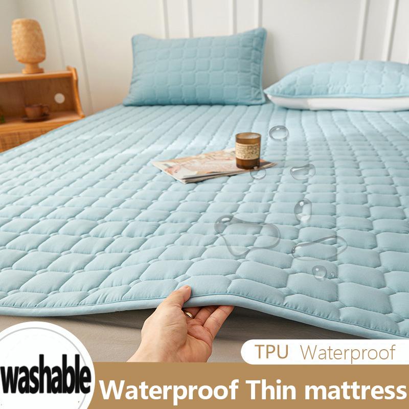 Waterproof Thin Mattress, Quilted and Sandwiched Cotton Mattress, Home Bedroom and Dormitory Soft Cushion, Protected Pad, Anti Slip Mattress