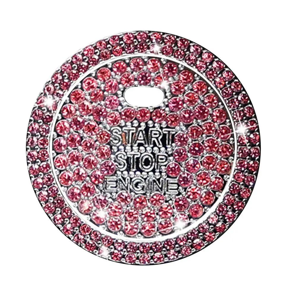Buton comutator pornire auto Autocolante decorative cu diamante inel cu strass ornamente cerc Husa de protectie Accesorii auto 2 buc/set
