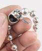 Sheen666 Cross Bone Ball Chain Silver Necklace 8Mm