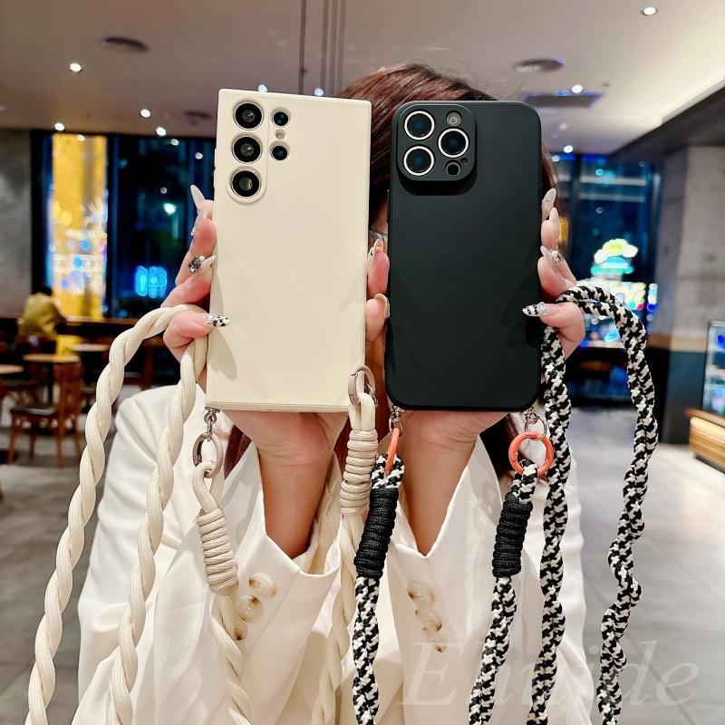 Shockproof Case for Samsung Galaxy S26 S25 Ultra S23 S24 FE A56 A16 A36 A55 A35 A15 Colorful Crossbody Lanyard Strap Soft Cover