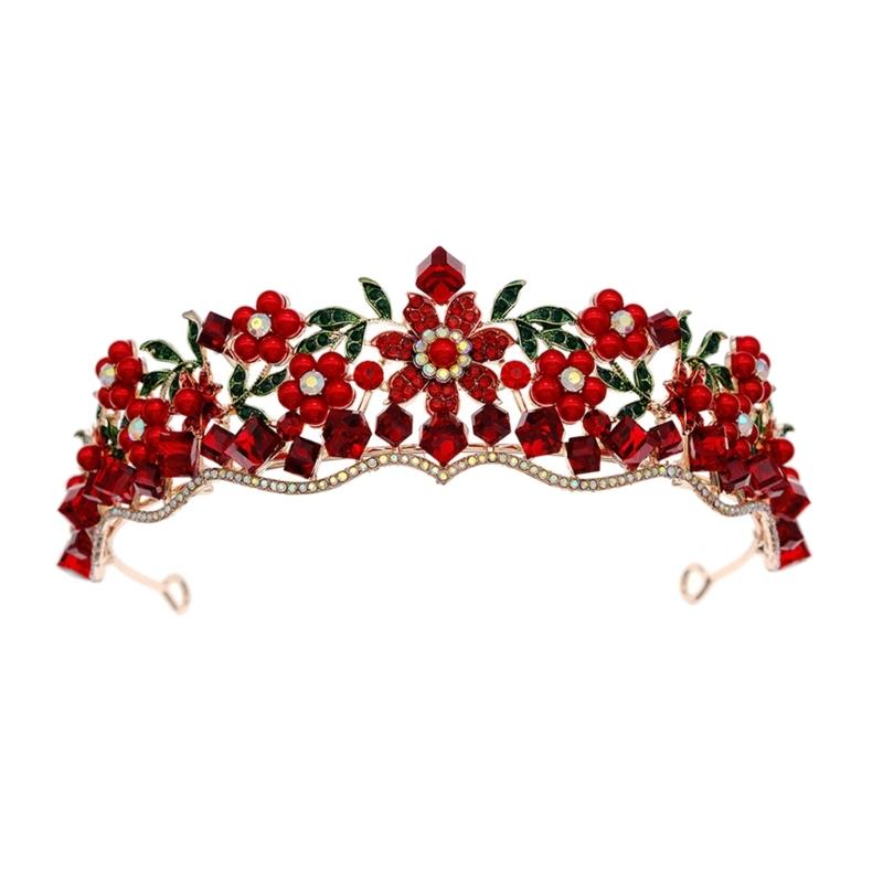 

Sparkling Flower Crown with Rhinestones Delicate Garden Style Diamond Studded Floral Crown for Evening Event Gatherings 1